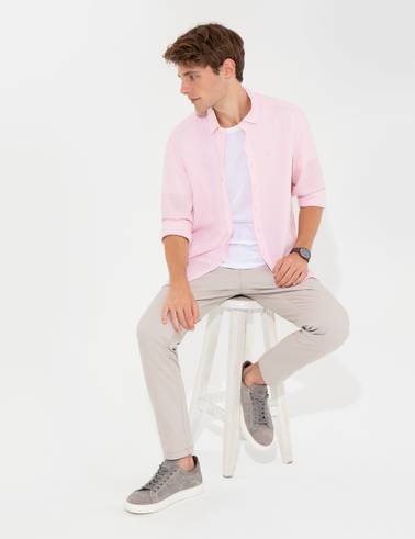 Pembe Regular Fit Uzun Kollu Gömlek