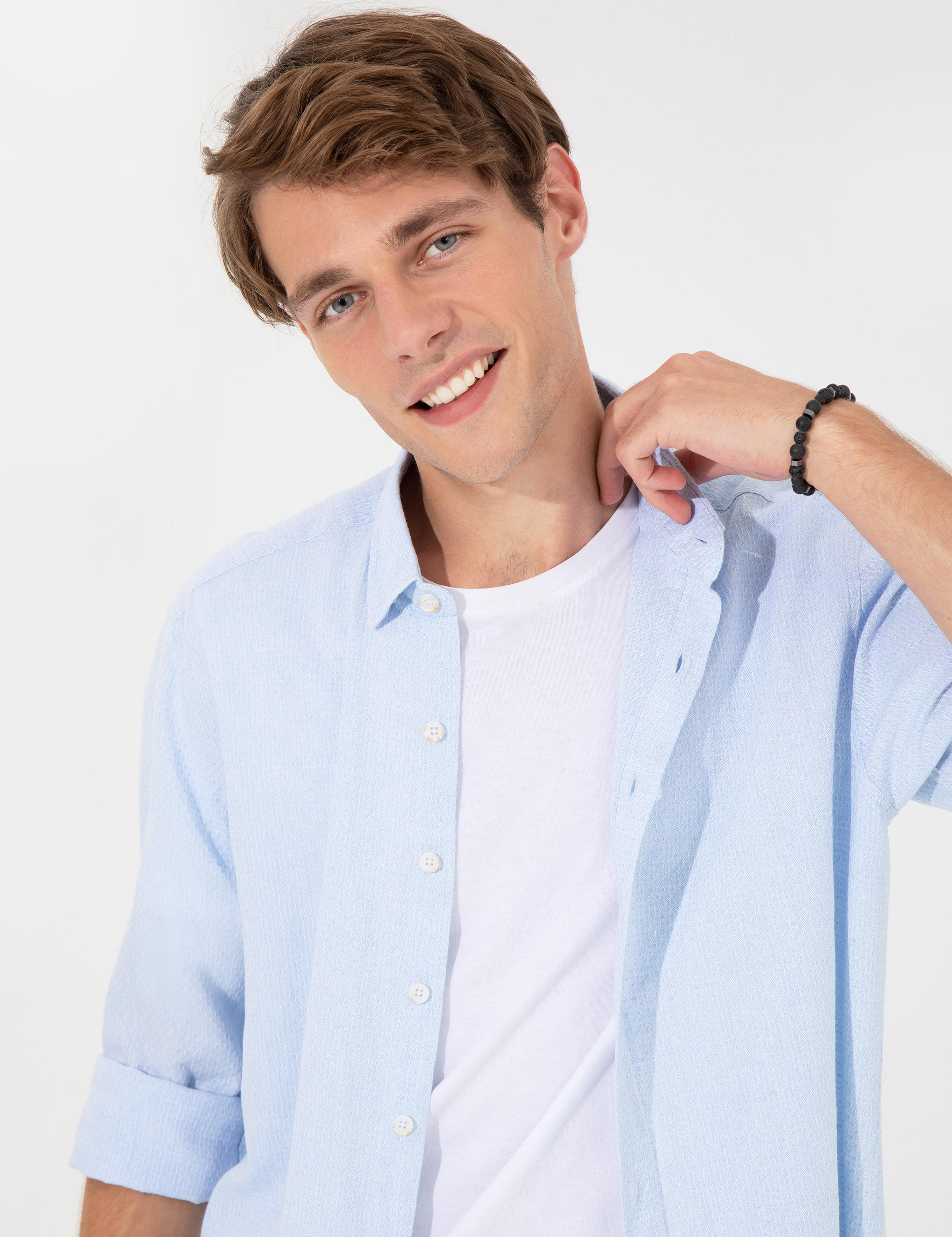 Açık Mavi Regular Fit Uzun Kollu Gömlek