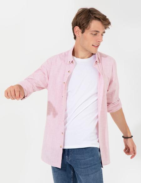 Bordo Slim Fit Uzun Kollu Gömlek - 50247542124