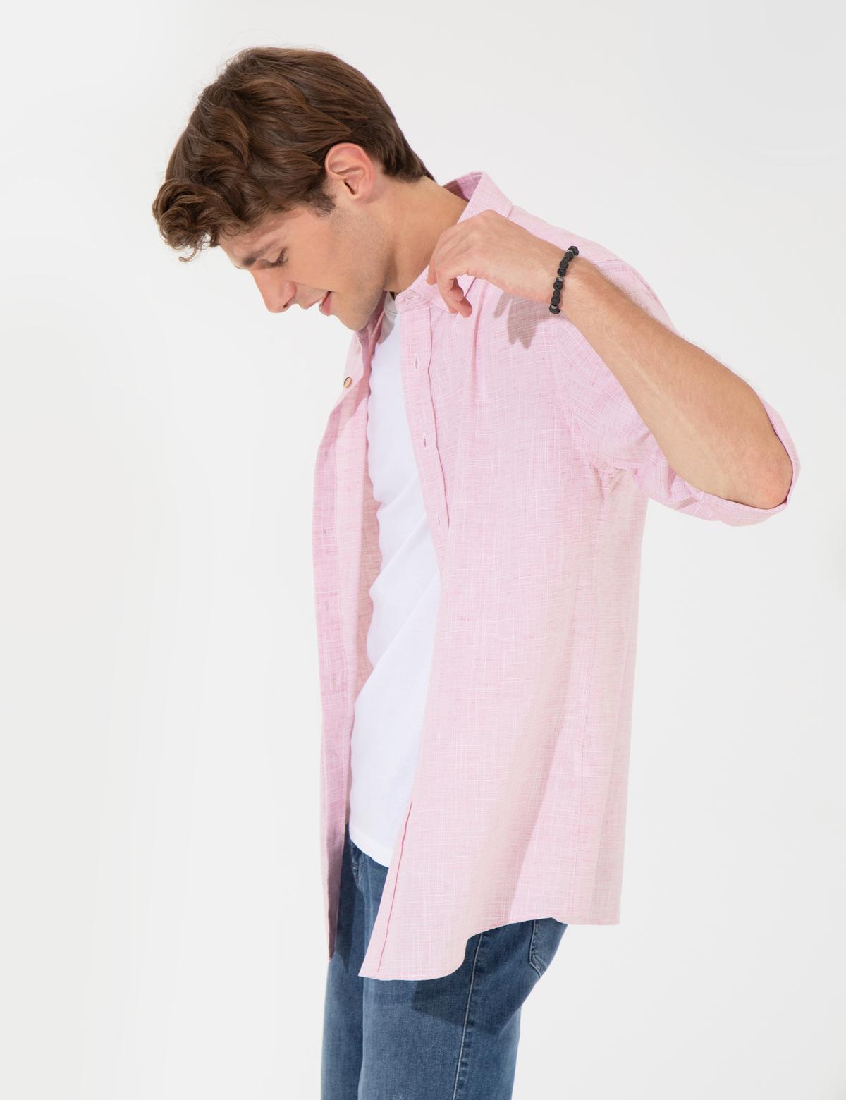 Bordo Slim Fit Uzun Kollu Gömlek - 50247542124