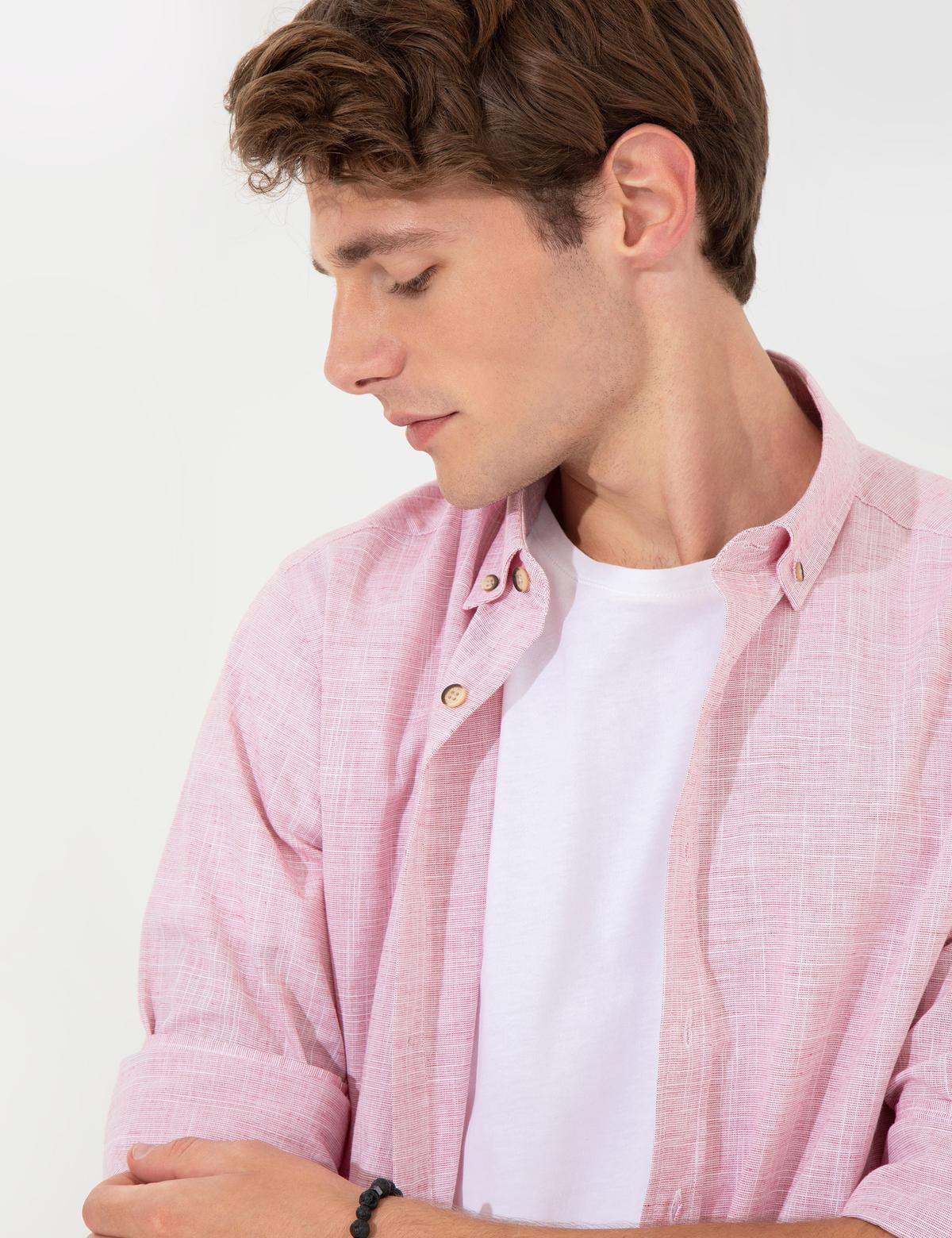 Bordo Slim Fit Uzun Kollu Gömlek - 50247542124