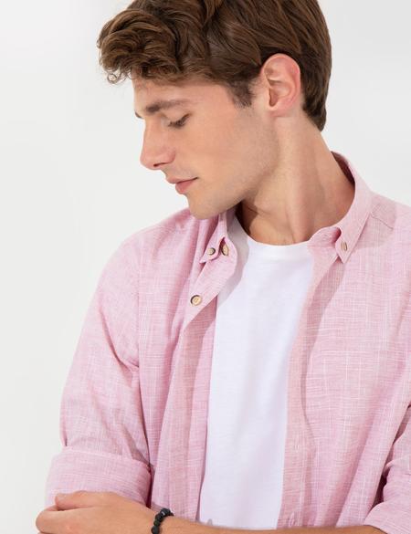 Bordo Slim Fit Uzun Kollu Gömlek - 50247542124