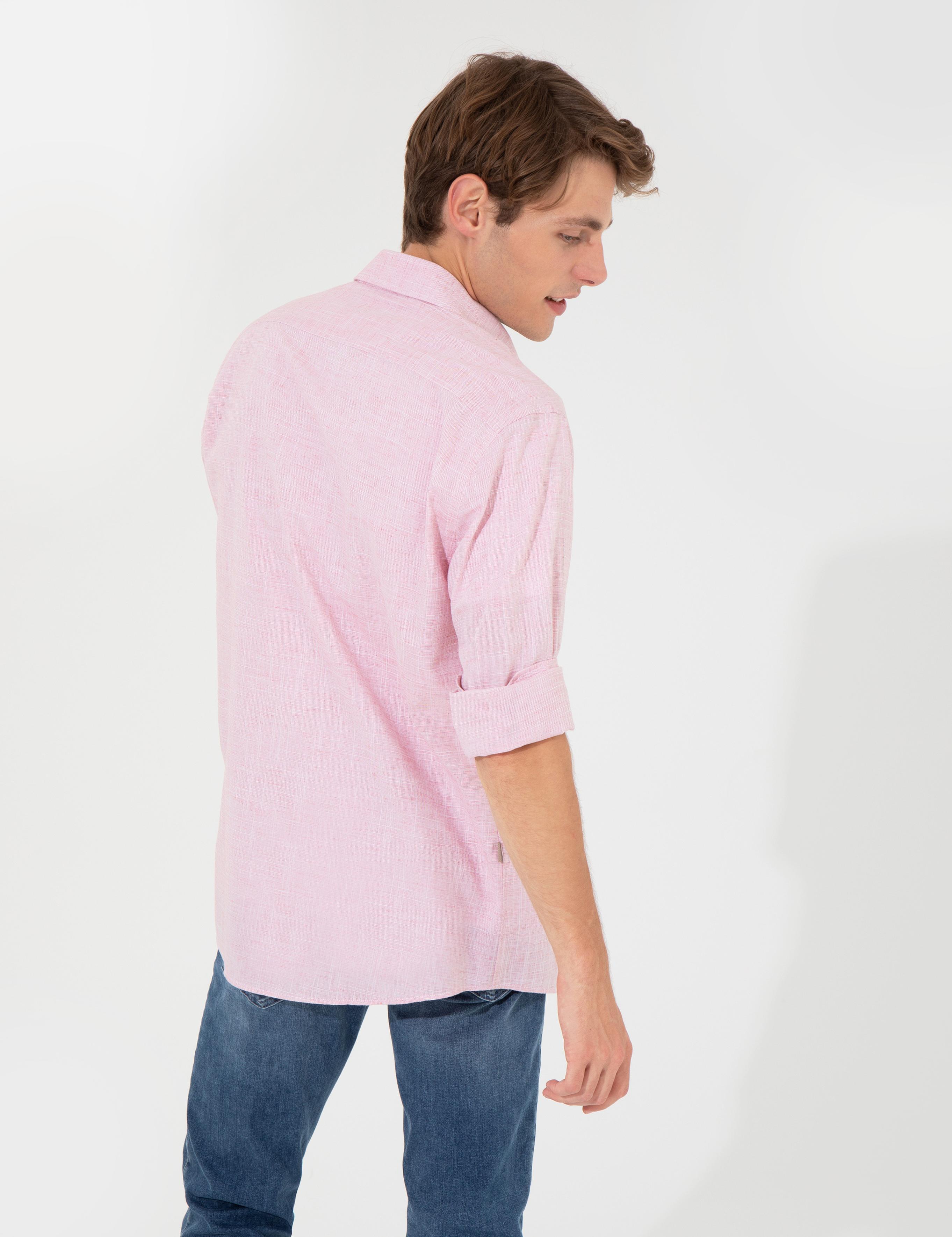 Bordo Slim Fit Uzun Kollu Gömlek