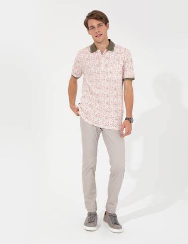 Haki Regular Fit Desenli Polo Yaka Tişört