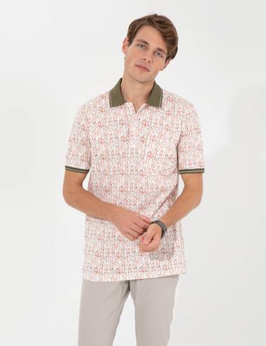 Haki Regular Fit Desenli Polo Yaka Tişört
