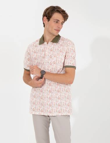 Haki Regular Fit Desenli Polo Yaka Tişört
