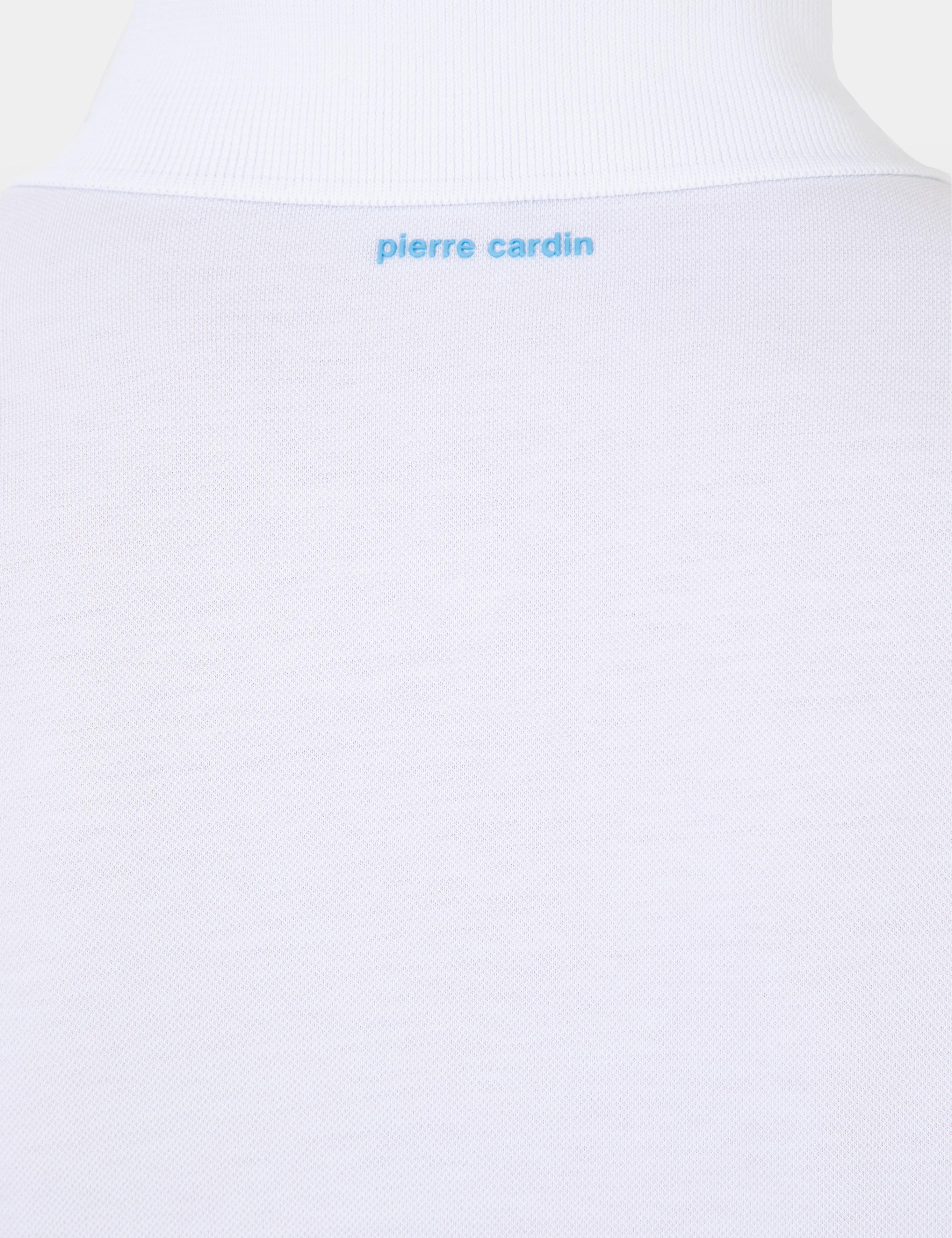 Beyaz Slim Fit Fermuarlı Polo Yaka Tişört