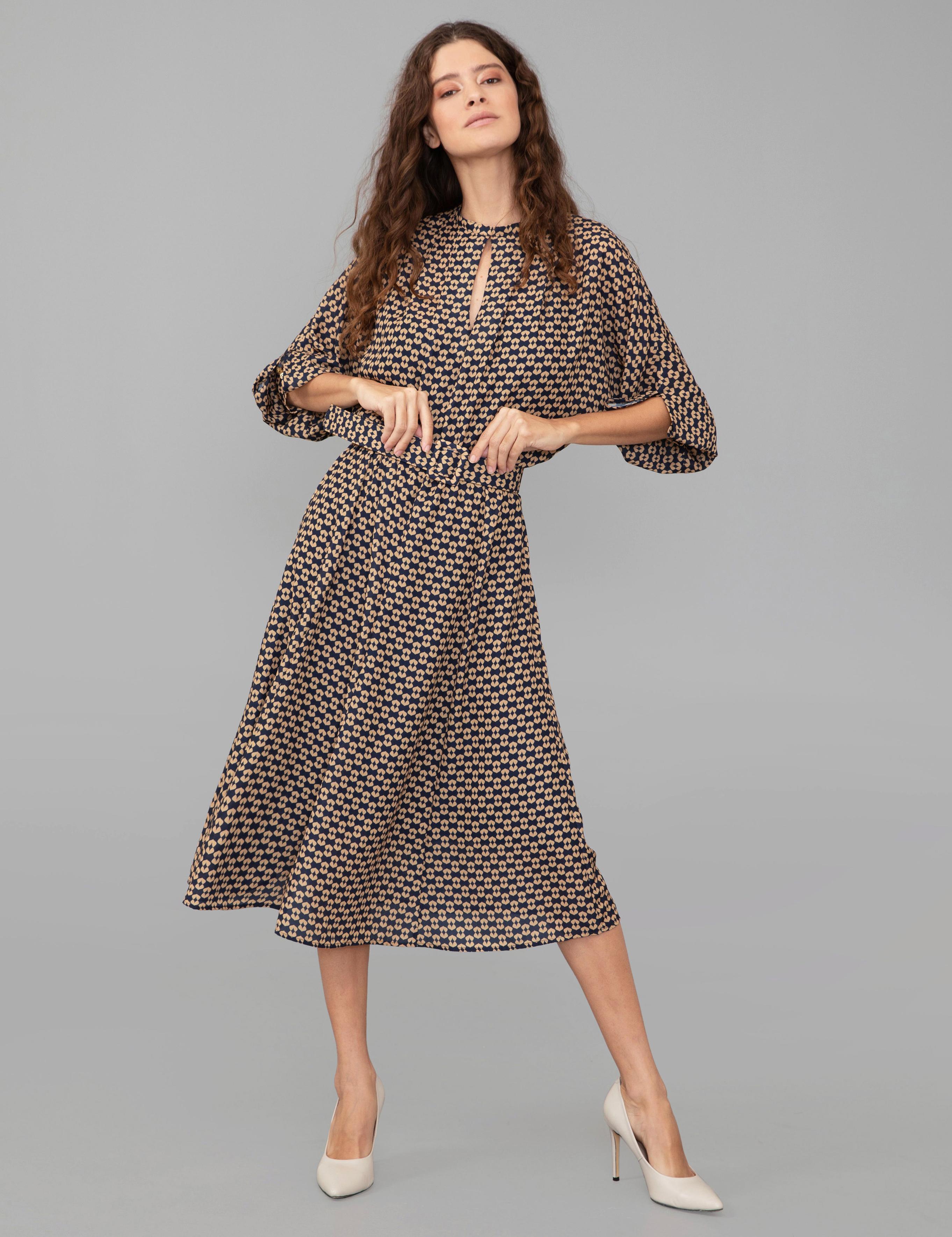 Lacivert Dokuma Elbise