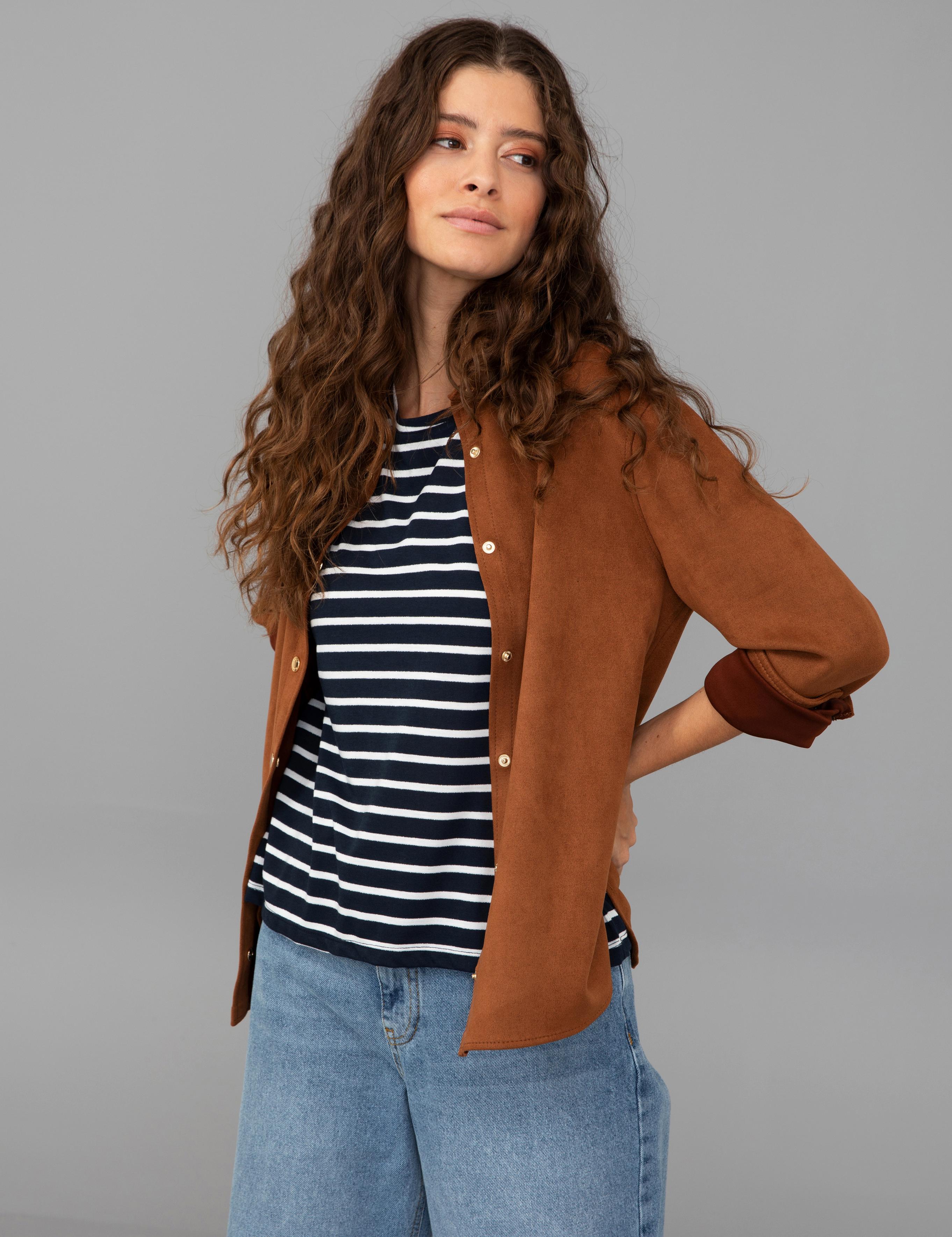 Taba Comfort Fit Deri Gömlek