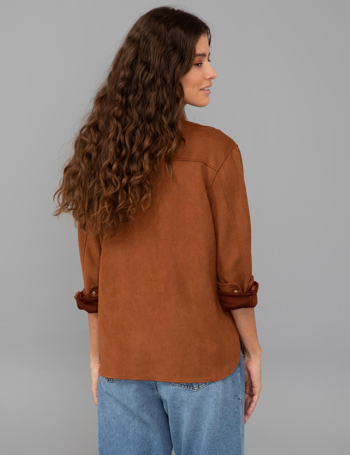 Taba Comfort Fit Deri Gömlek - 50245046031