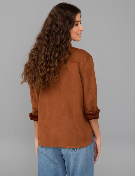 Taba Comfort Fit Deri Gömlek - 50245046031