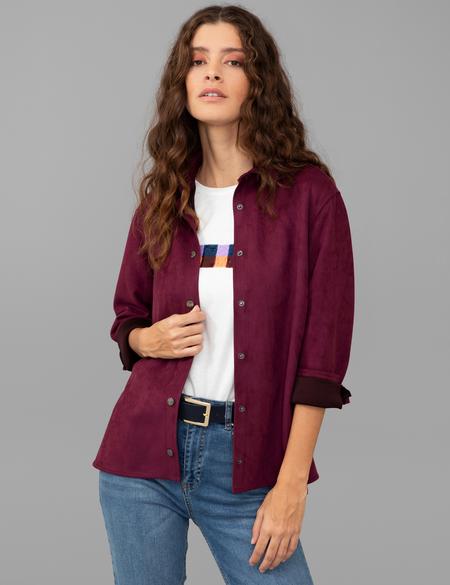 Mürdüm Comfort Fit Deri Gömlek - 50245046006