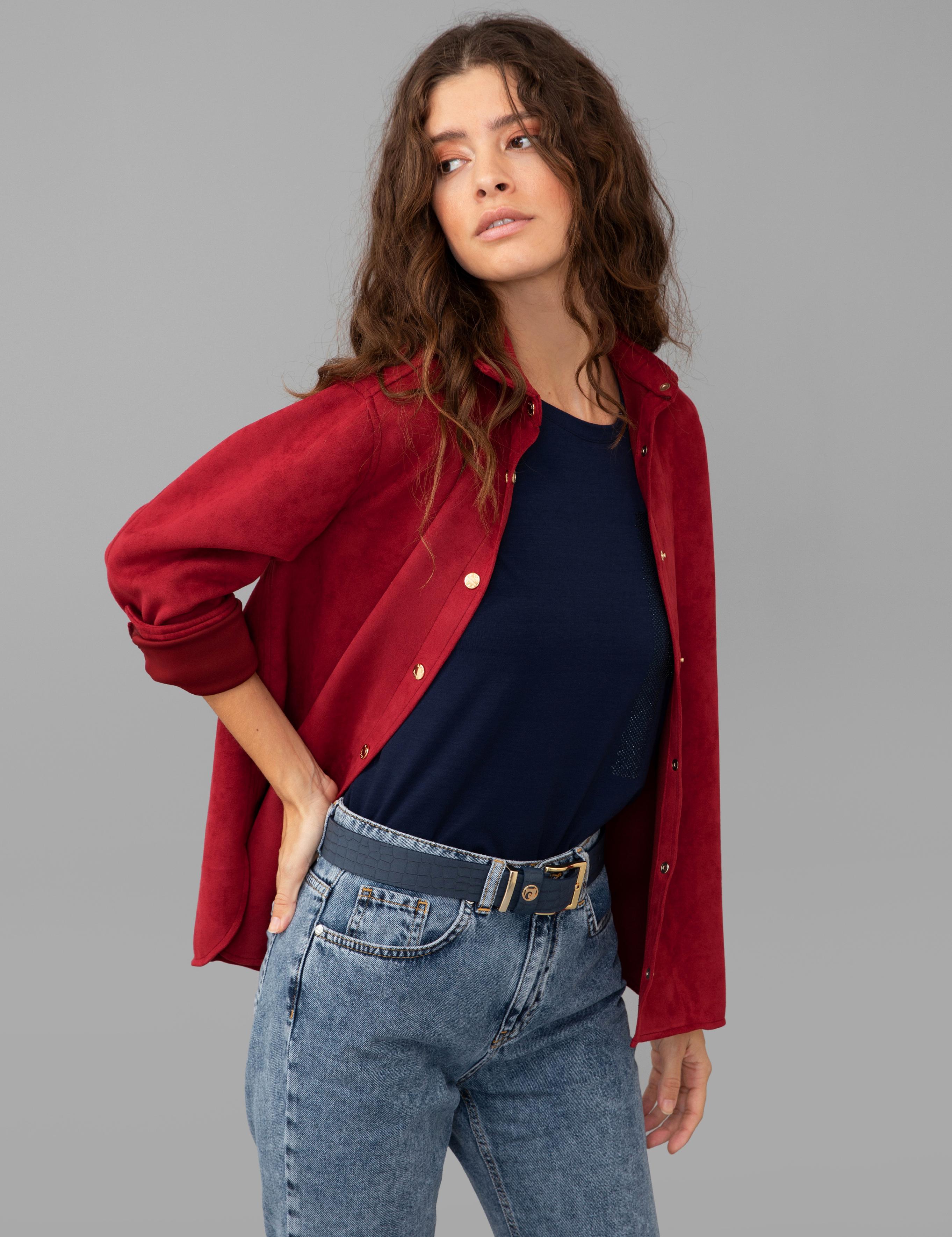 Bordo Comfort Fit Deri Gömlek