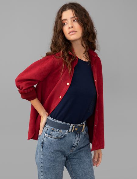 Bordo Comfort Fit Deri Gömlek - 50245046016