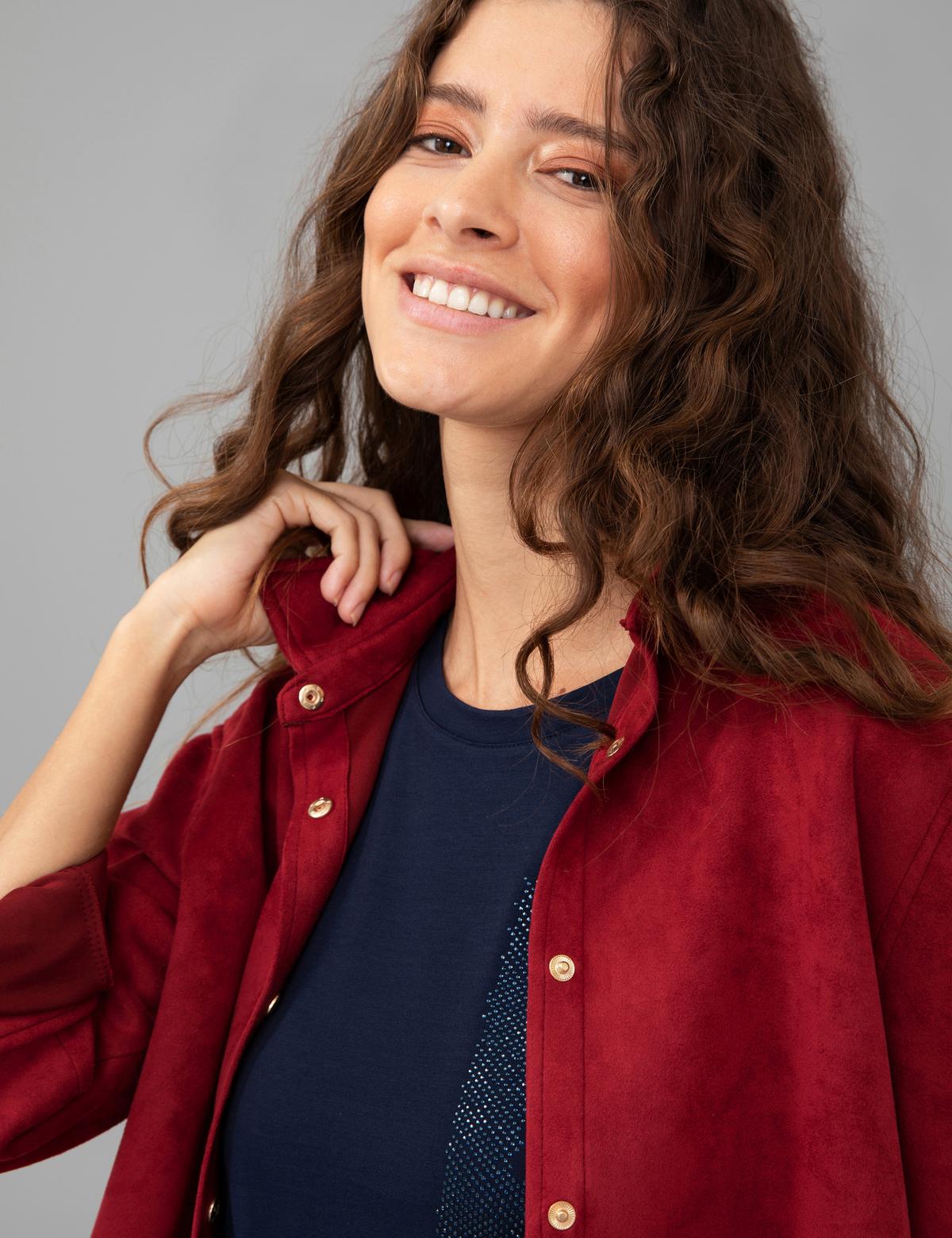 Bordo Comfort Fit Deri Gömlek - 50245046016