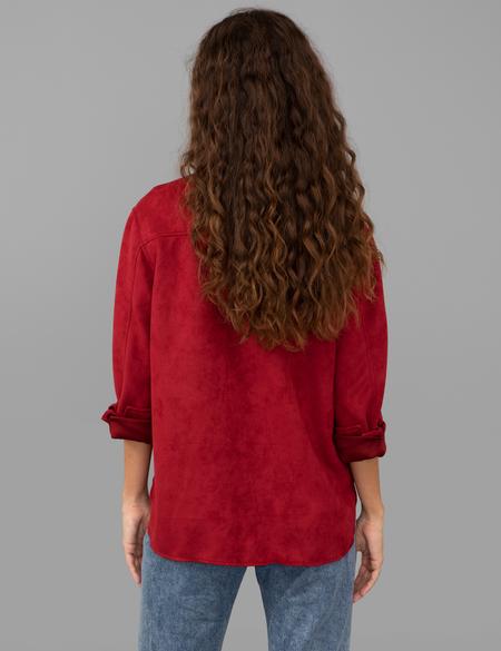 Bordo Comfort Fit Deri Gömlek - 50245046016