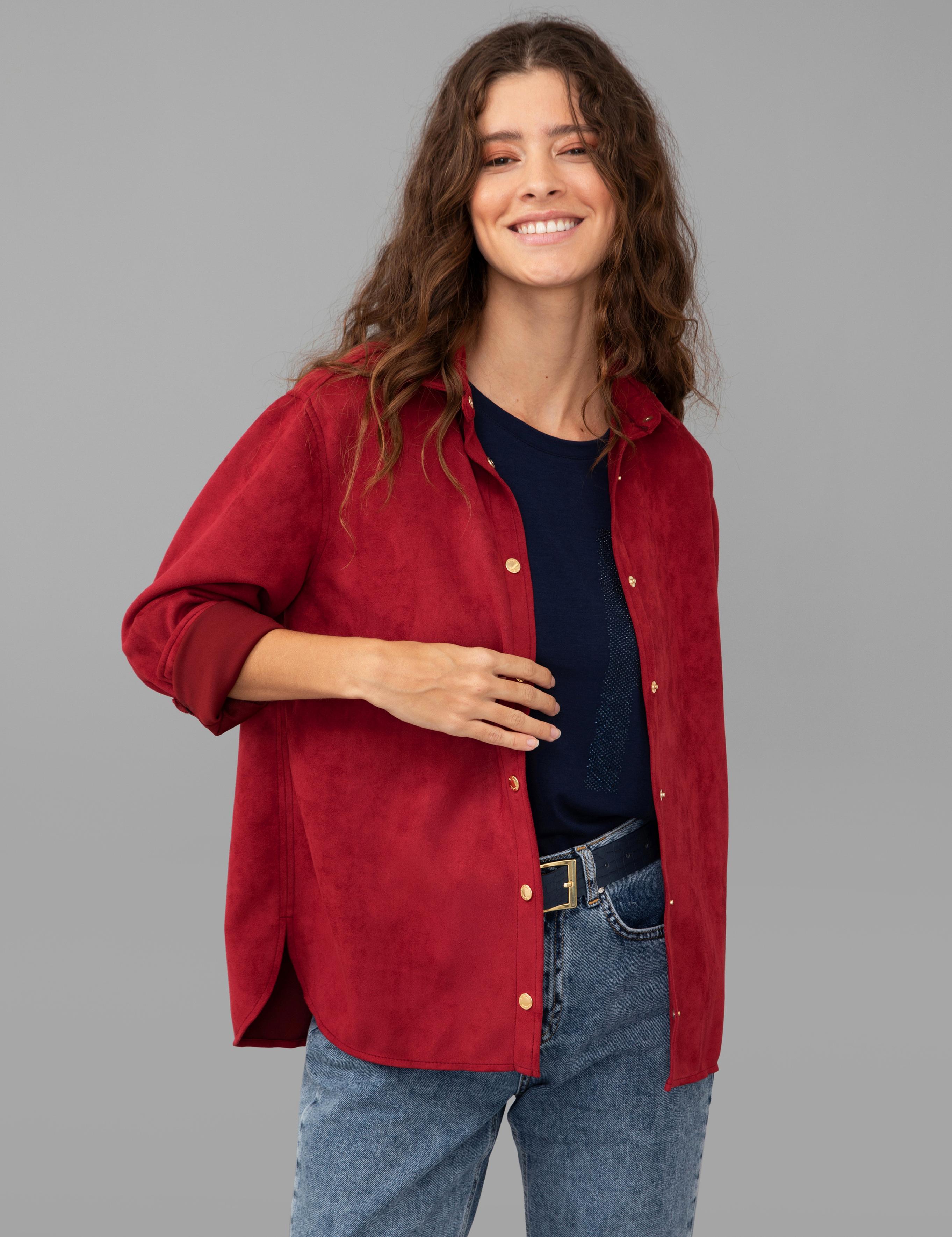 Bordo Comfort Fit Deri Gömlek