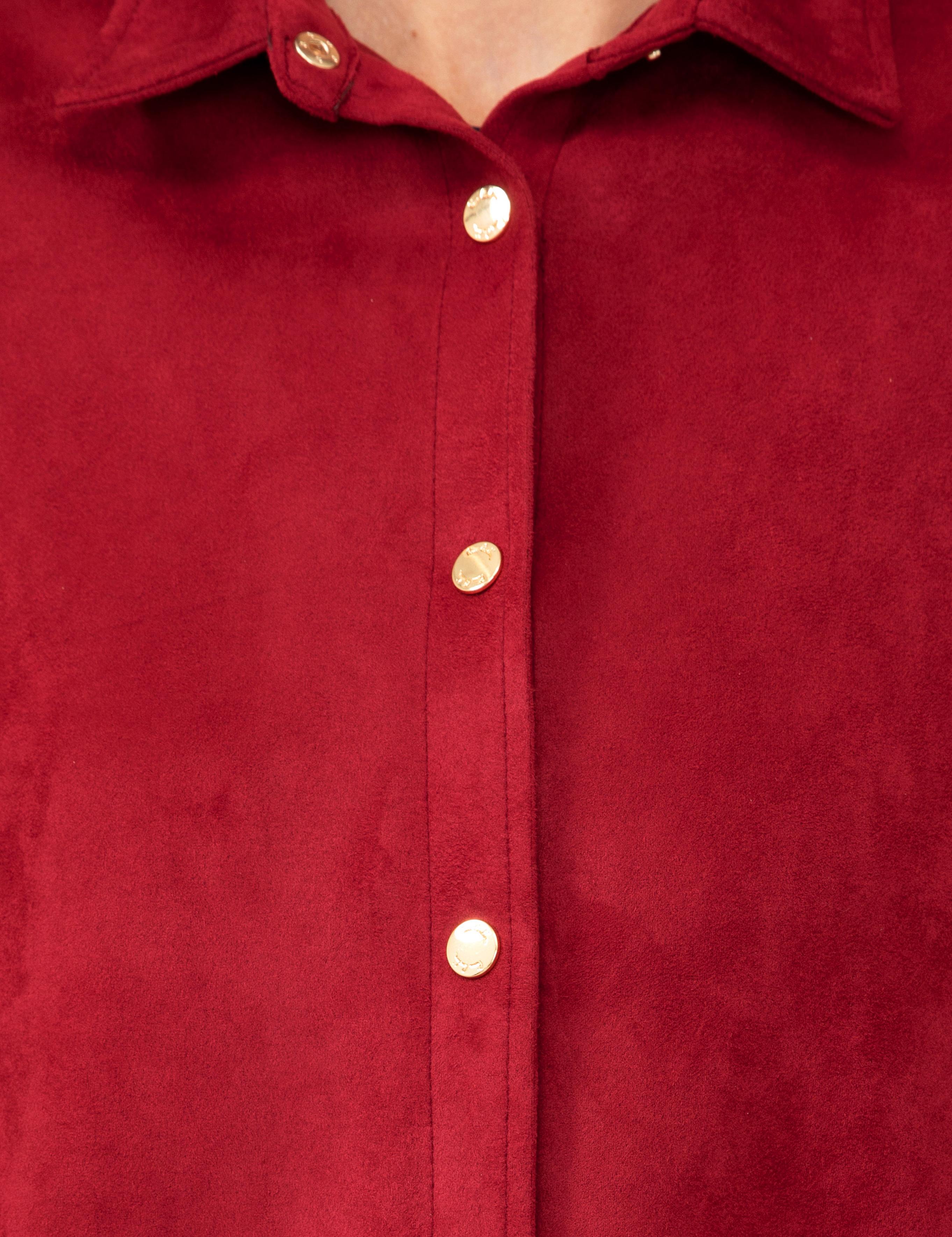 Bordo Comfort Fit Deri Gömlek