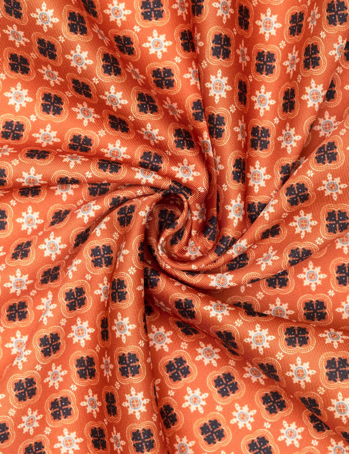 Turuncu Desenli Mendil - 50262238002