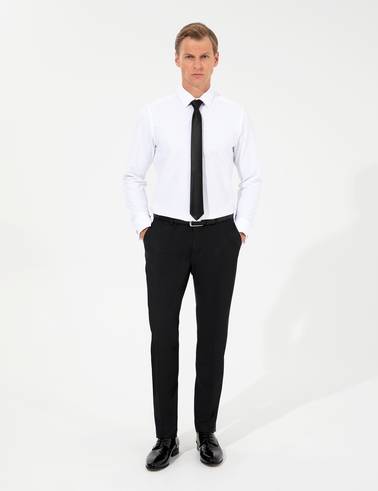 Beyaz Slim Fit Uzun Kollu Basic Gömlek
