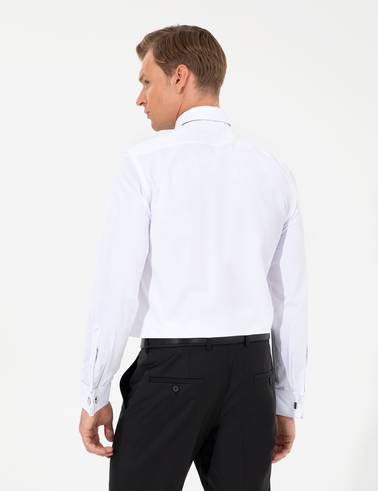 Beyaz Slim Fit Uzun Kollu Basic Gömlek