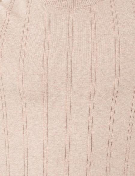 Bej Melanj Slim Fit Yarım Balıkçı Yaka Triko Kazak - 50257071043