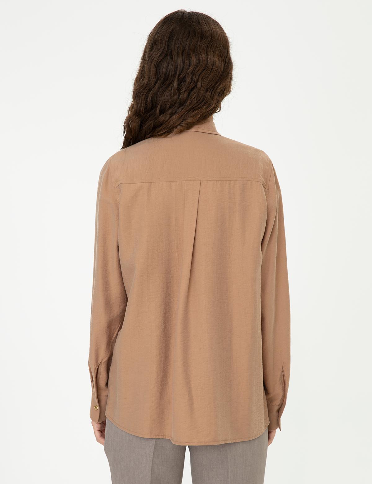 Camel Comfort Fit Uzun Kollu Gömlek - 50244966005