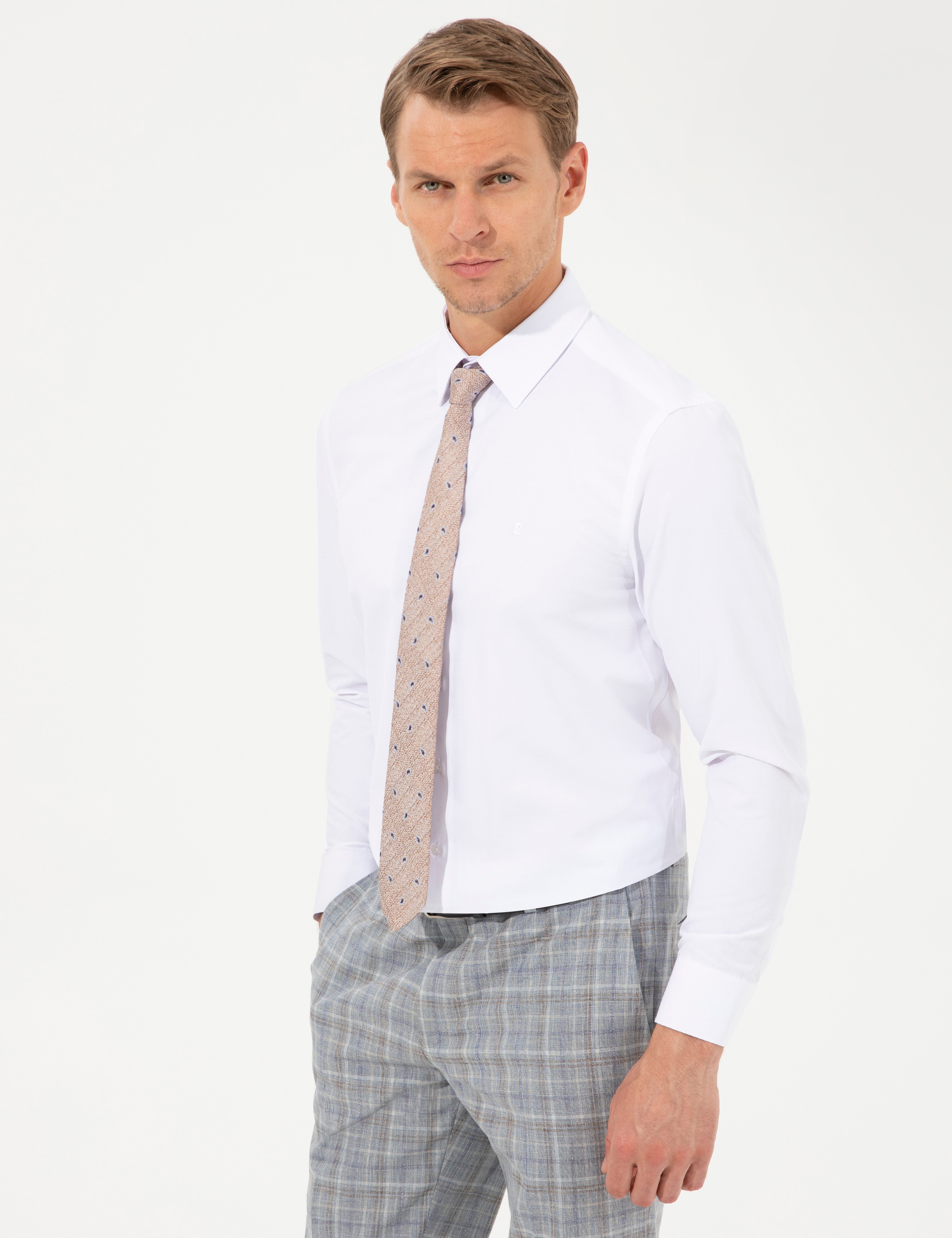 Beyaz Slim Fit Uzun Kollu Basic Gömlek - Image 3
