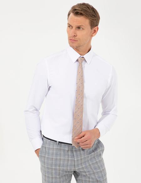 Beyaz Slim Fit Uzun Kollu Basic Gömlek - 50251168026
