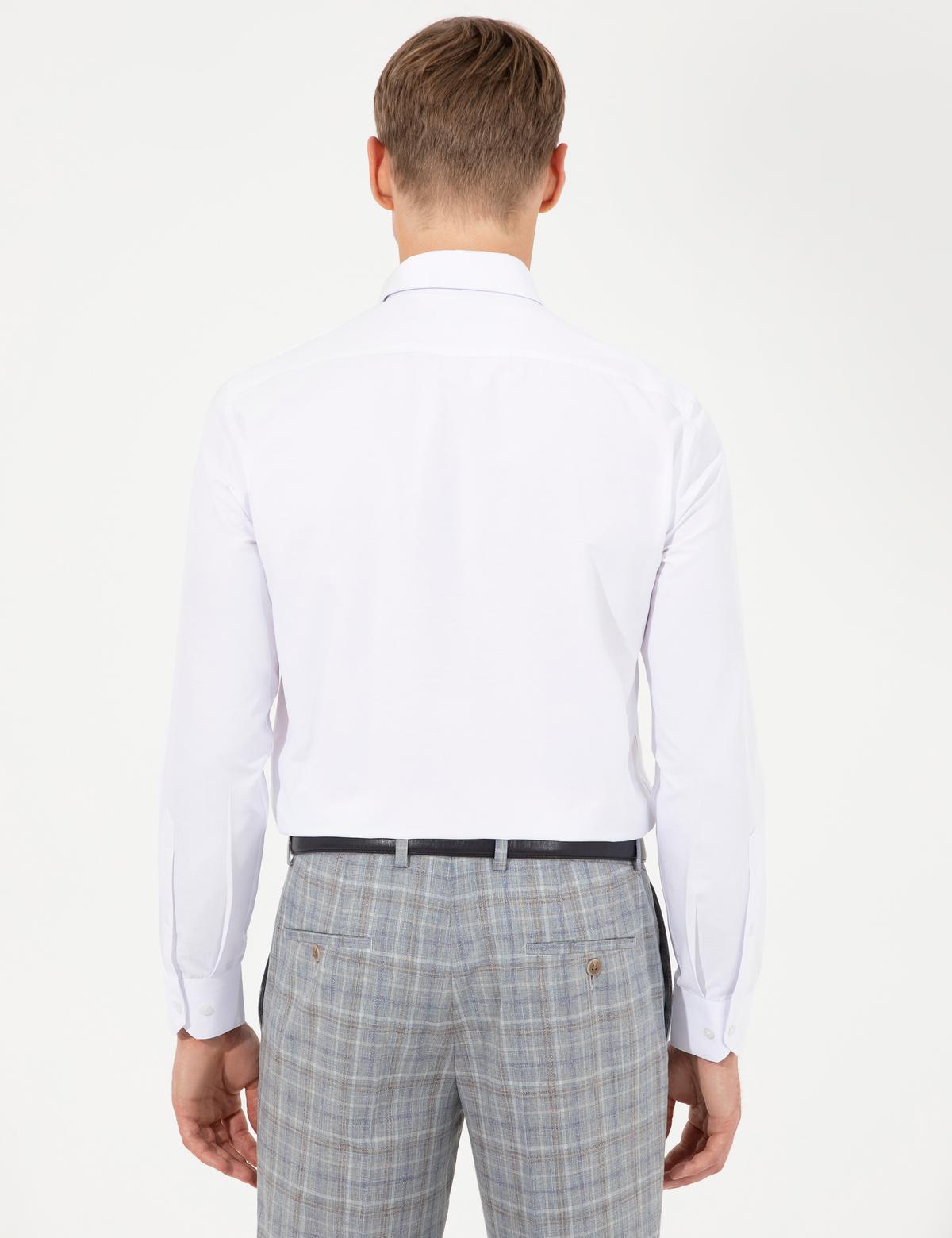 Beyaz Slim Fit Uzun Kollu Basic Gömlek - 50251168026