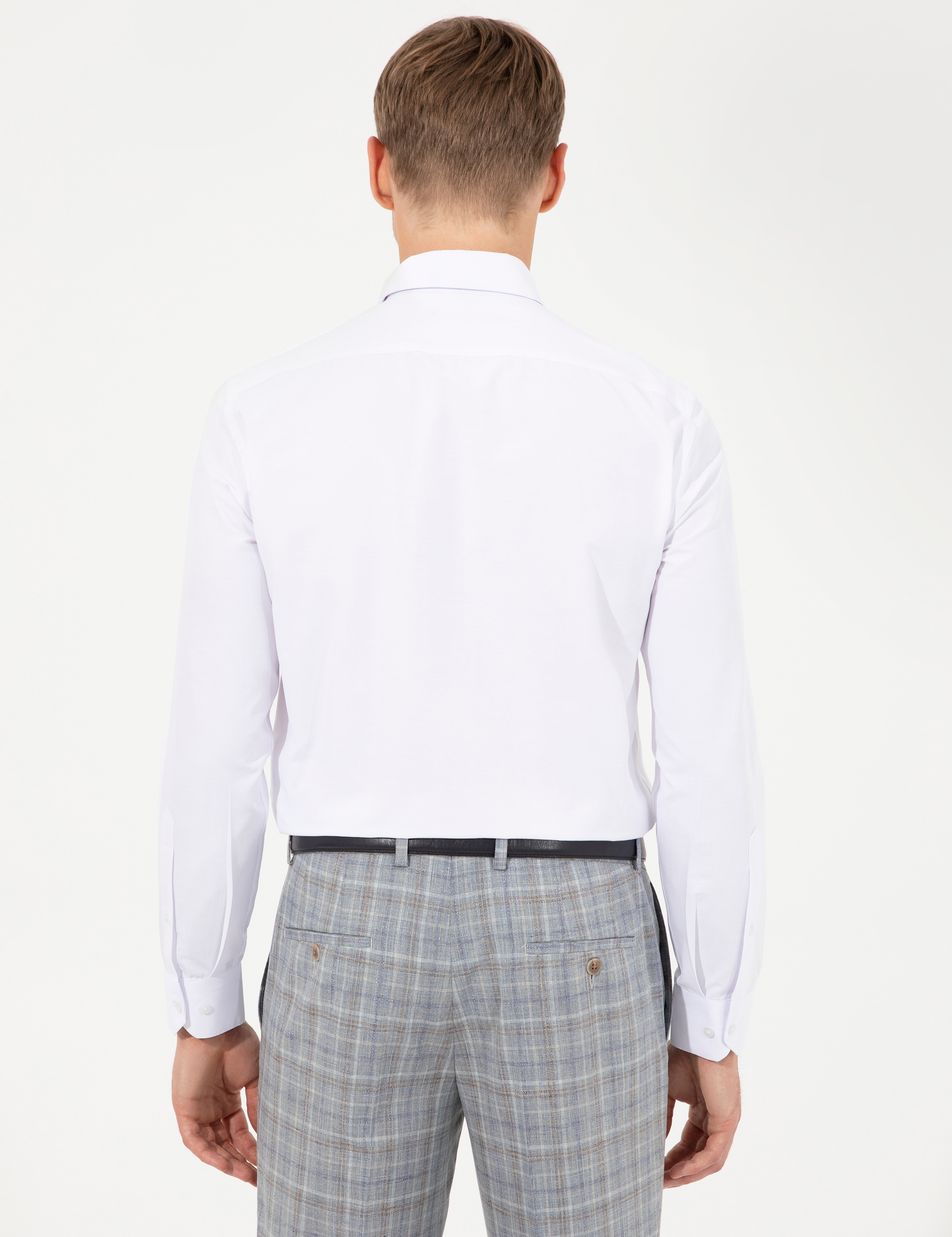 Beyaz Slim Fit Uzun Kollu Basic Gömlek - Image 5