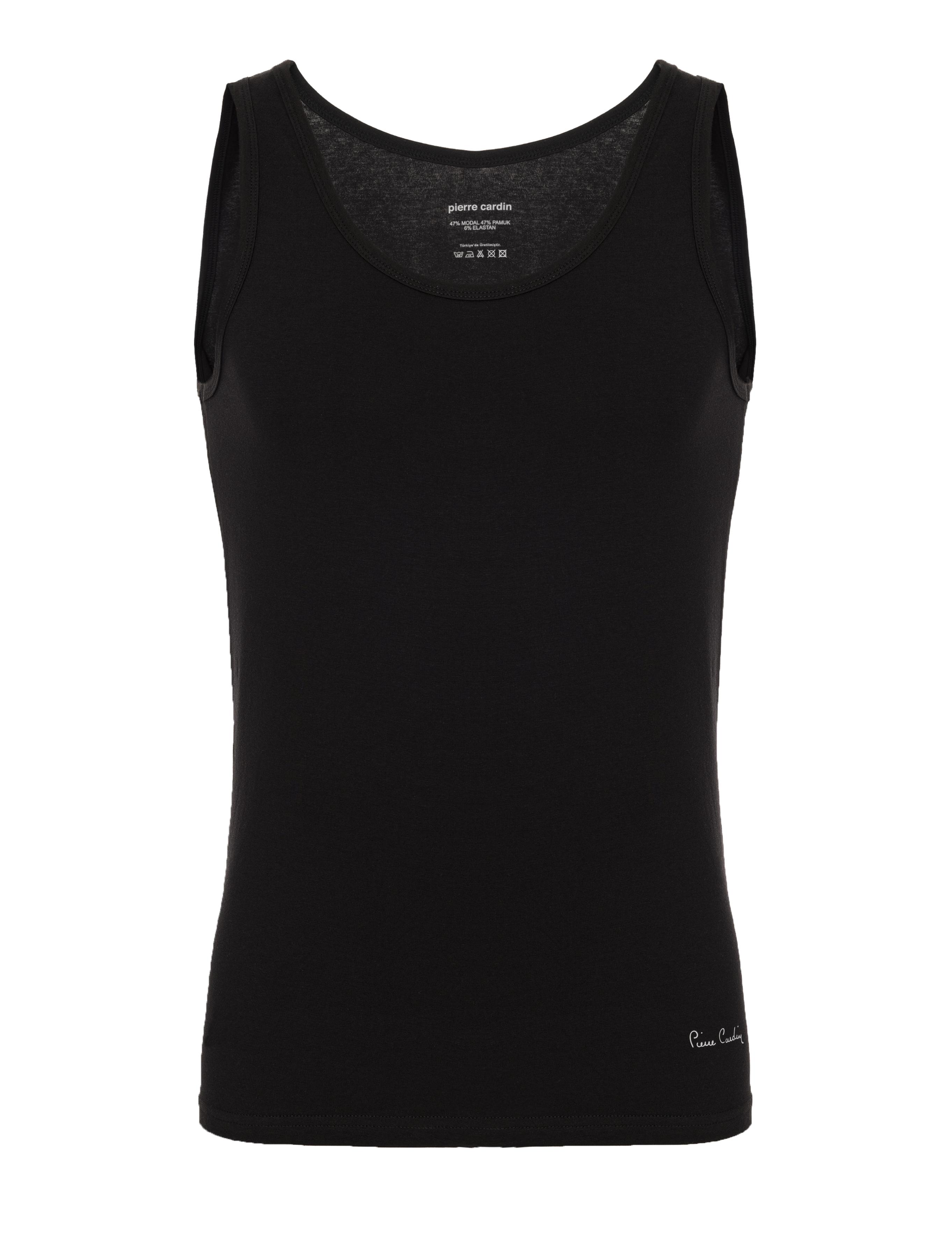 Siyah Pamuk Modal Karışımlı 2'li Atlet