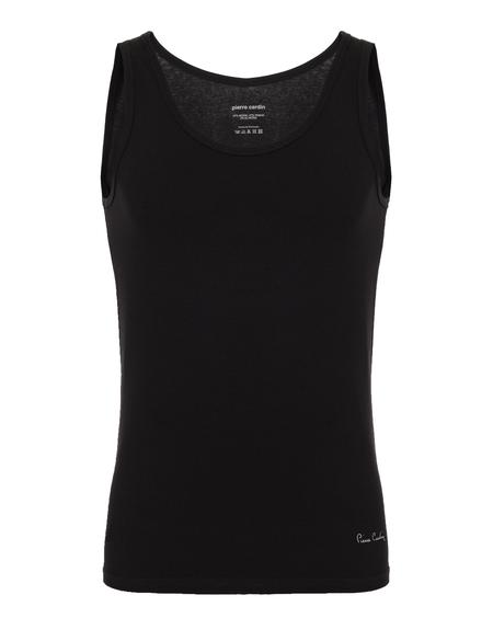 Siyah Pamuk Modal Karışımlı 2'li Atlet - 50260389005