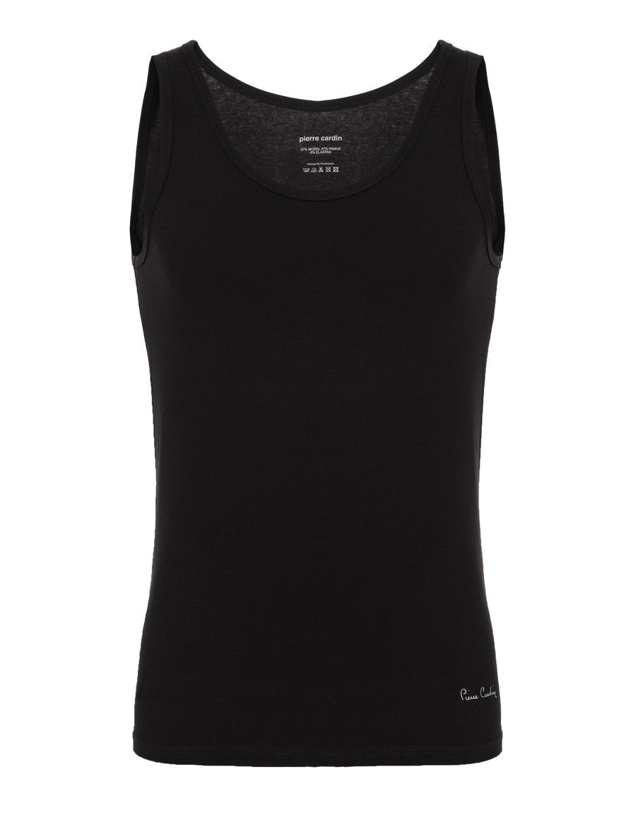 Siyah Pamuk Modal Karışımlı 2'li Atlet