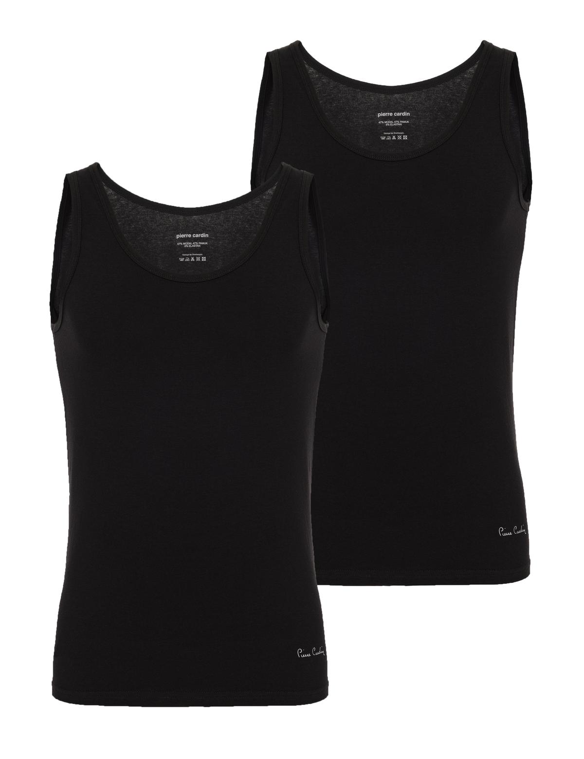 Siyah Pamuk Modal Karışımlı 2'li Atlet