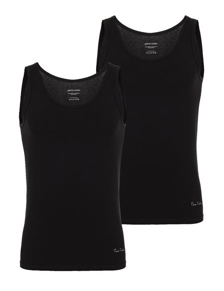 Siyah Pamuk Modal Karışımlı 2'li Atlet - 50260389005