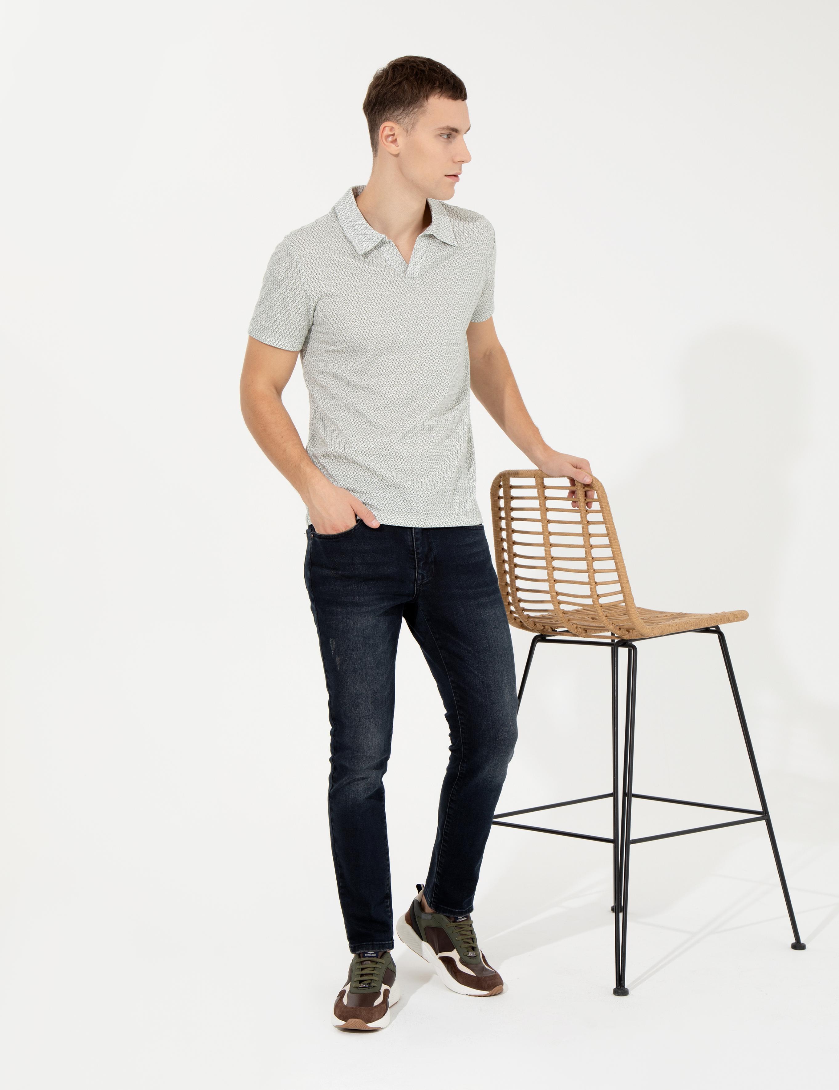 Açık Yeşil Baskılı Polo Yaka Tişört