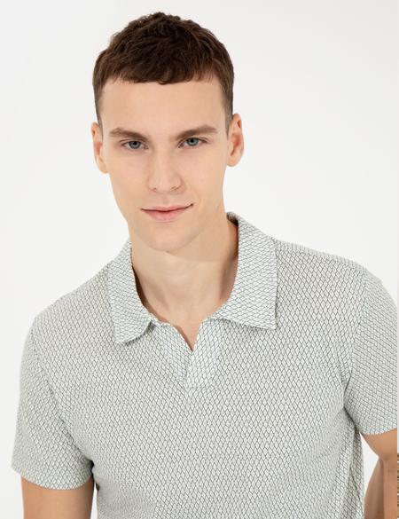 Açık Yeşil Baskılı Polo Yaka Tişört - 50249696048