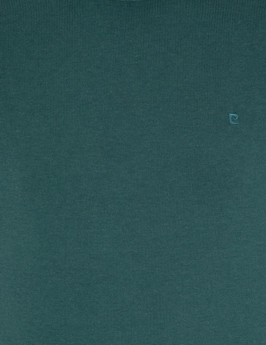 Yeşil Slim Fit Yarım Balıkçı Yaka Basic Triko Kazak