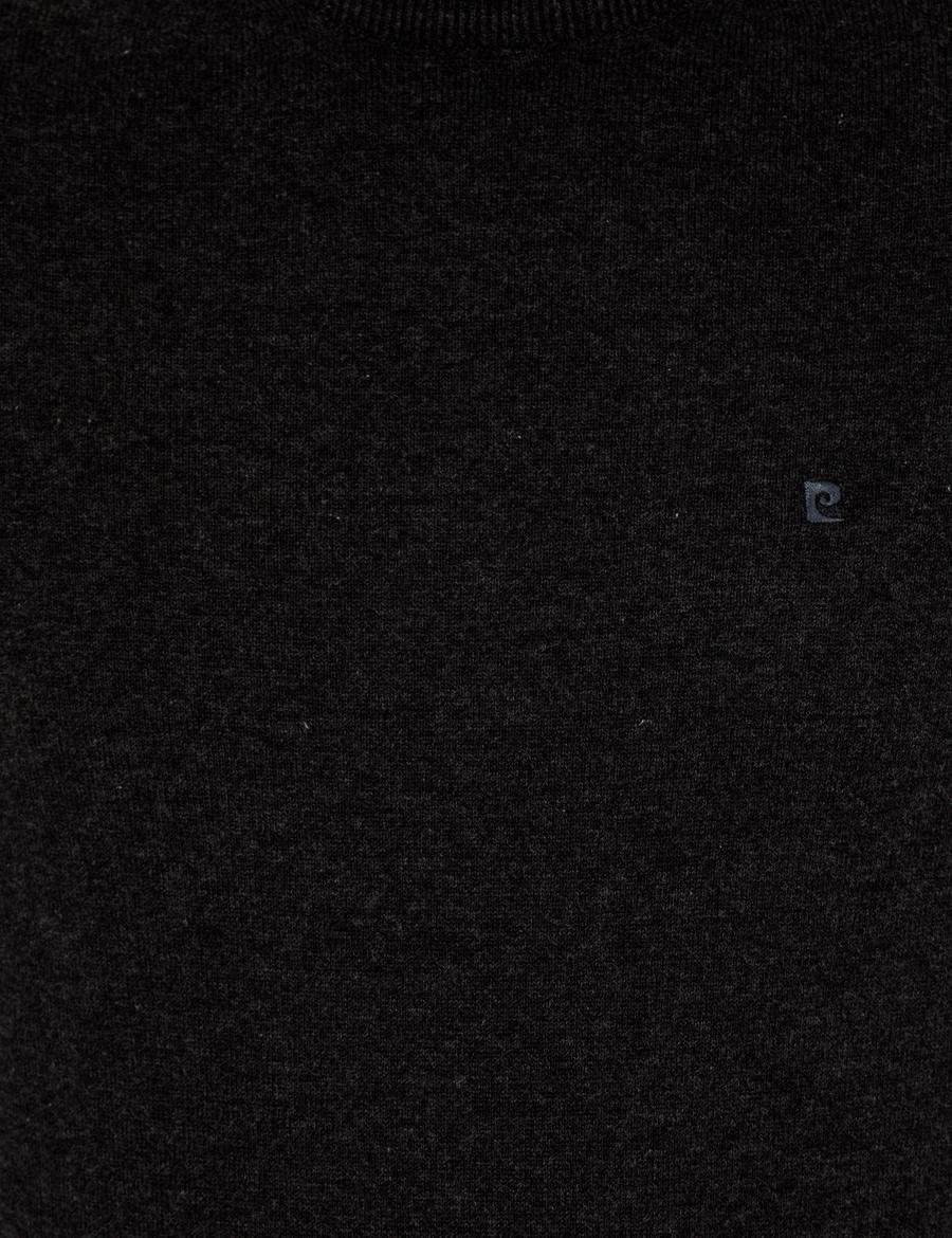 Antrasit Melanj Slim Fit Yarım Balıkçı Yaka Basic Triko Kazak