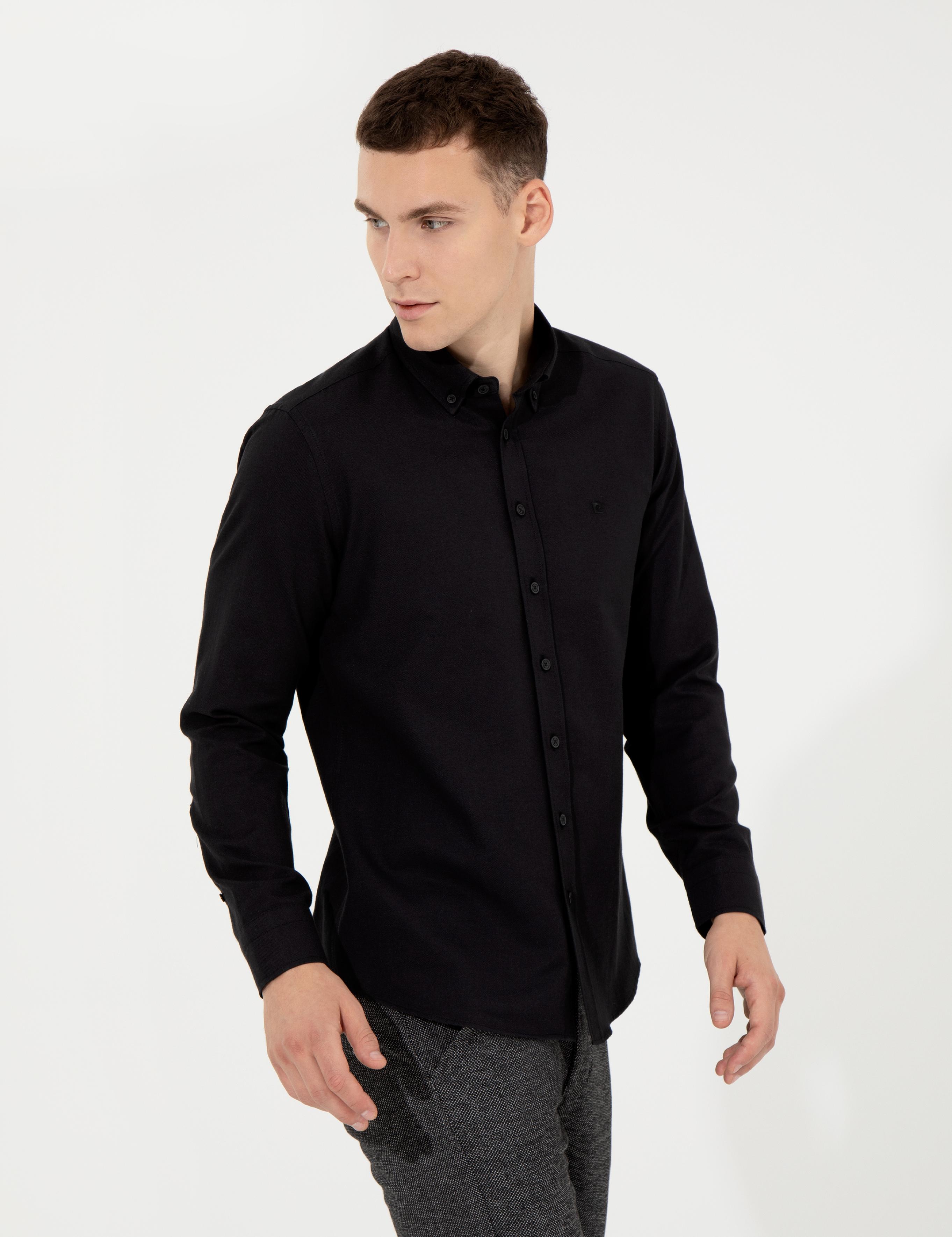 Siyah Slim Fit Oxford Gömlek