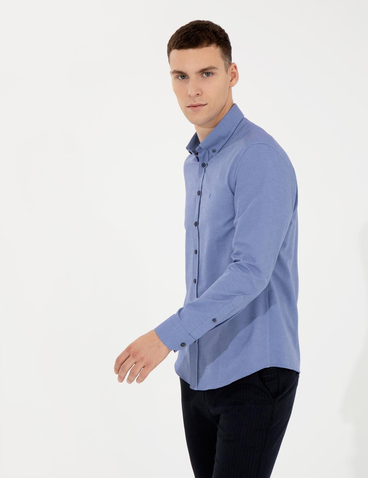 Lacivert Slim Fit Oxford Gömlek - 50258968056