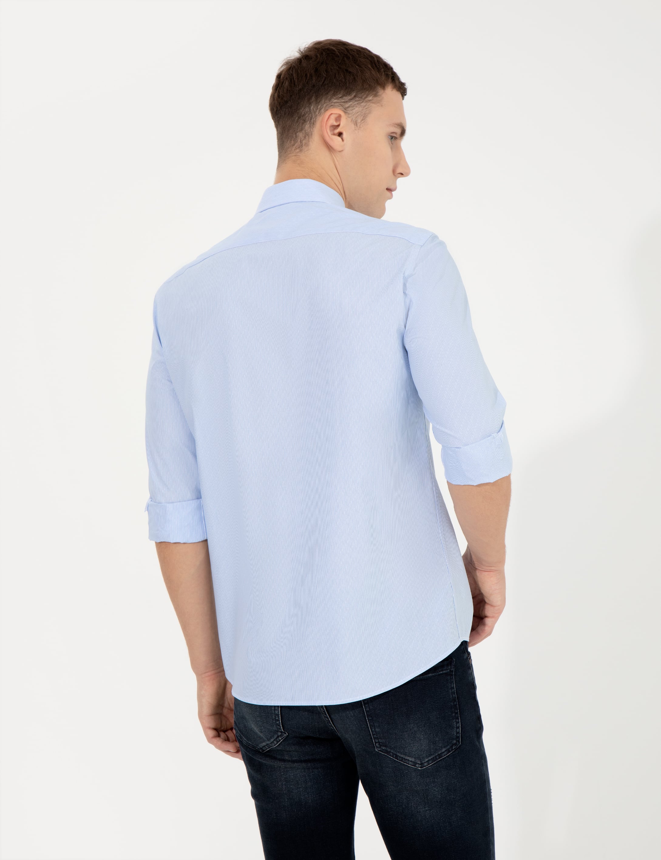 Açık Mavi Slim Fit Uzun Kollu Gömlek