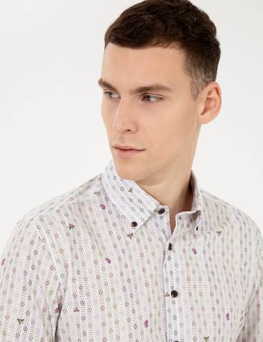Açık Kahverengi Slim Fit Uzun Kollu Gömlek