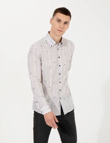 Açık Kahverengi Slim Fit Uzun Kollu Gömlek