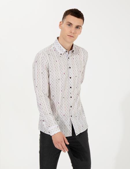 Açık Kahverengi Slim Fit Uzun Kollu Gömlek - 50259510009