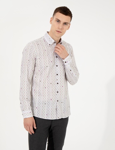 Açık Kahverengi Slim Fit Uzun Kollu Gömlek