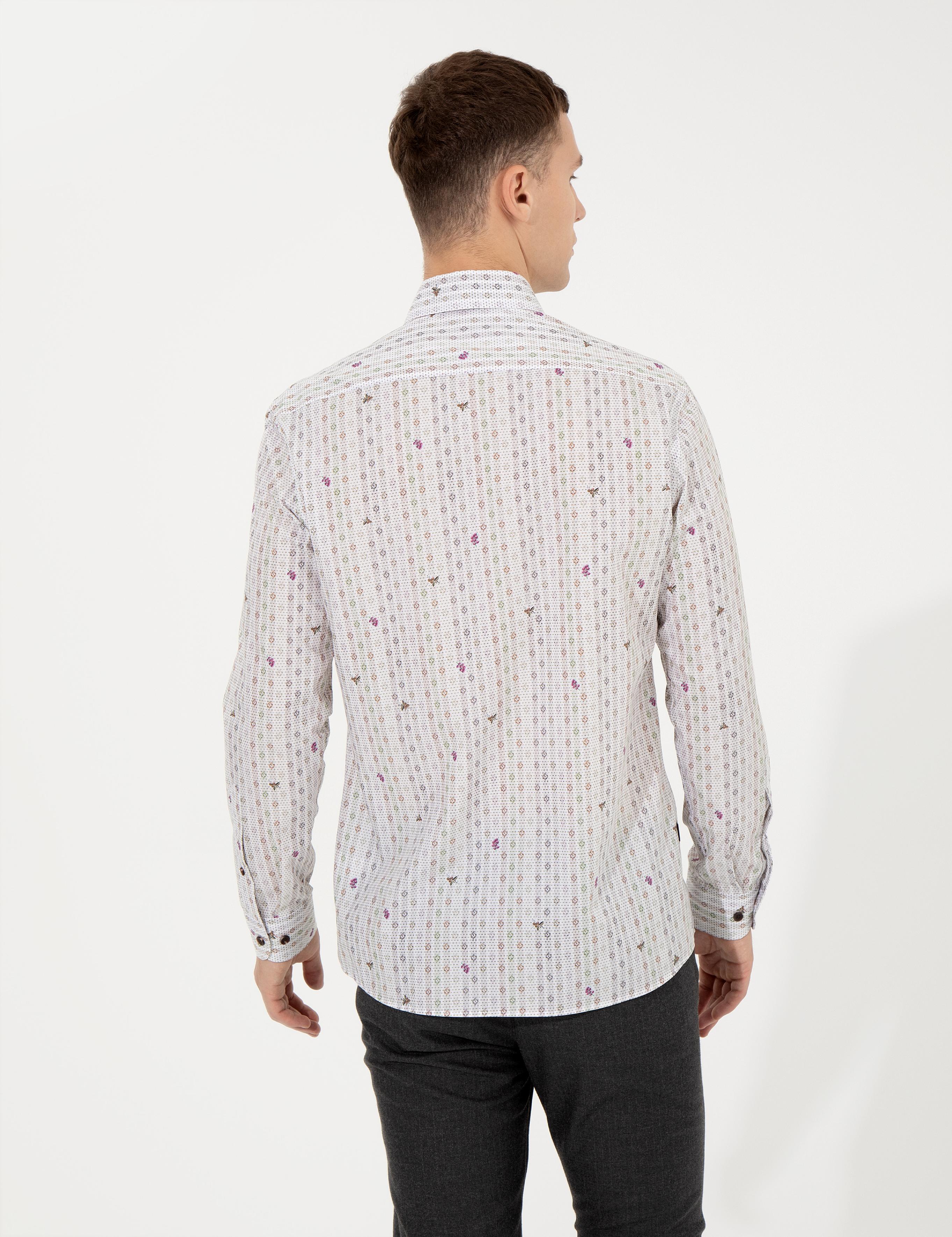 Açık Kahverengi Slim Fit Uzun Kollu Gömlek