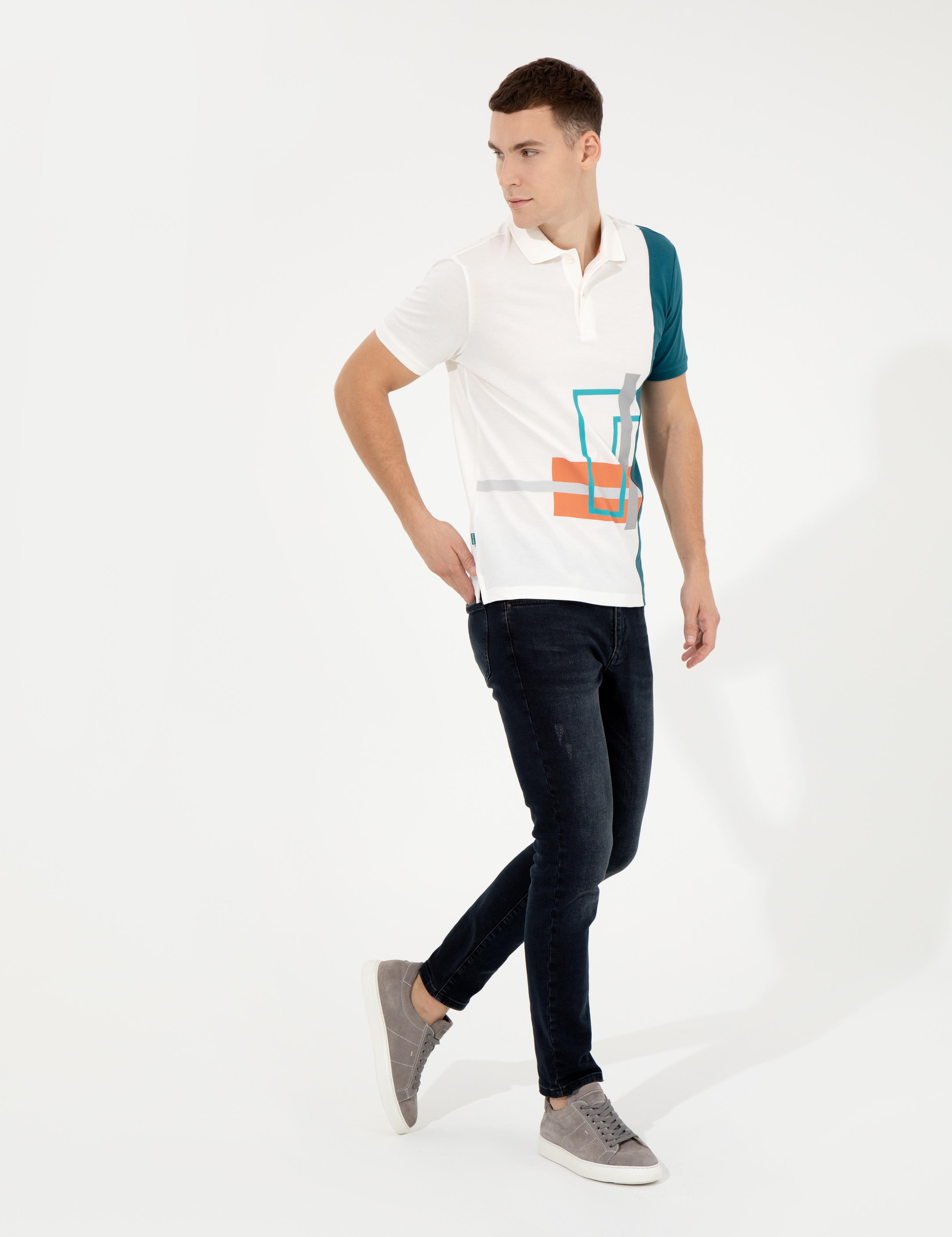 Zümrüt Slim Fit Baskılı Polo Yaka Tişört