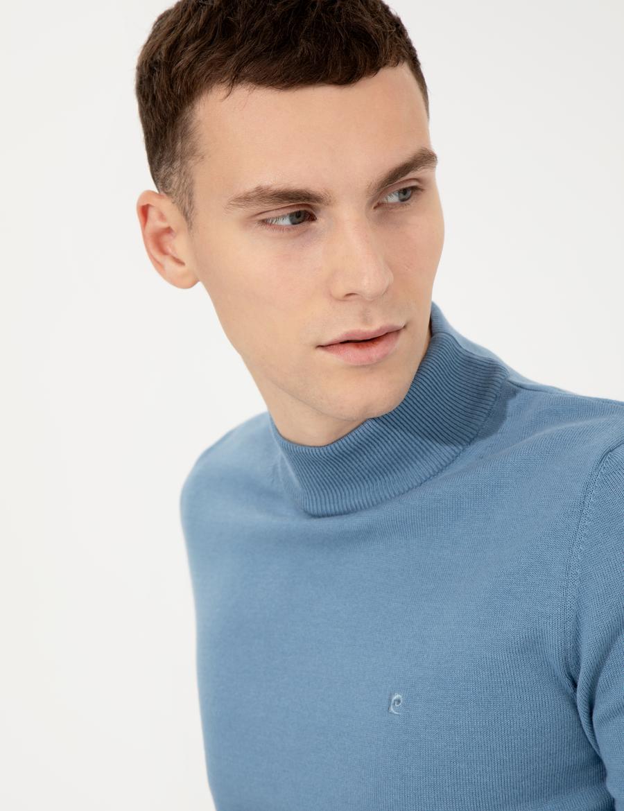 Mavi Slim Fit Yarım Balıkçı Yaka Basic Triko Kazak